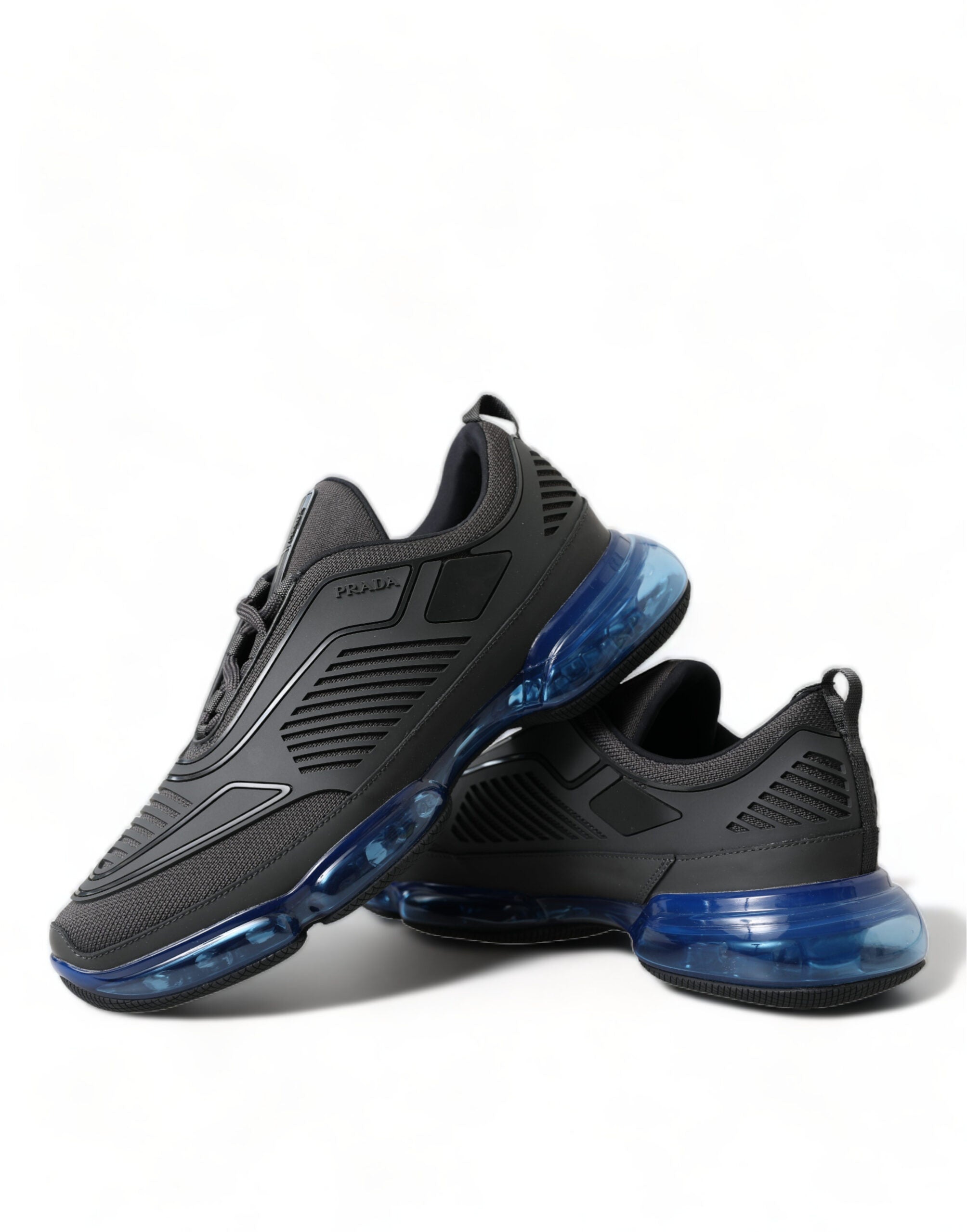 Prada Black Blue Rubber Knit Slip On Low Top Sneakers Shoes - Urban Luxe Boutique